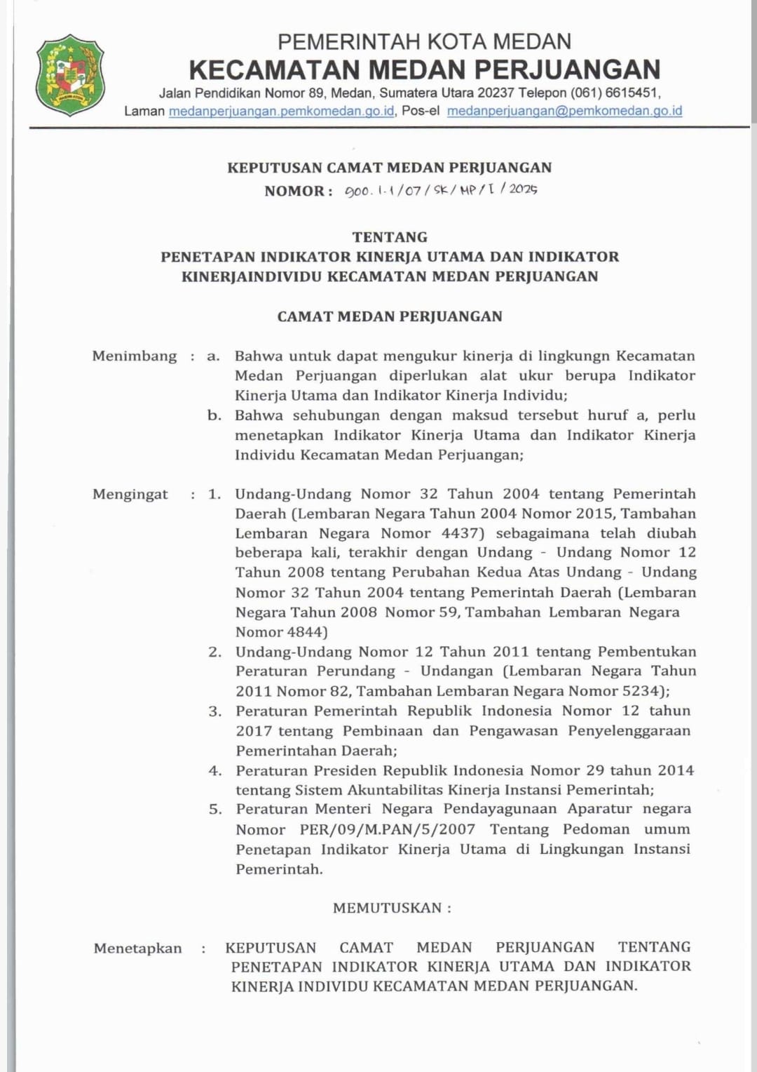 SK IKU KECAMATAN MEDAN PERJUANGAN TAHUN 2025